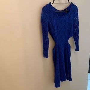 Blue lace dress with side slits